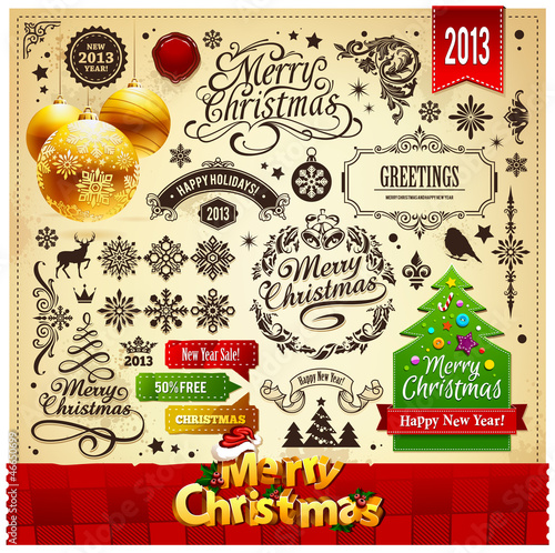 Vector: Christmas decoration vector elements set Christmas decoration vector elements set