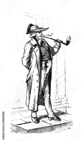 Illustration: Pipe Smoker - 19th century Pipe Smoker - 19th century