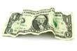 Crumpled one dollar banknote