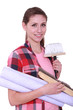 Woman with wallpaper