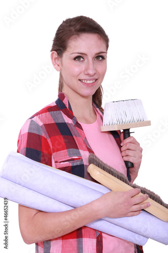 Photo: Woman with wallpaper Woman with wallpaper