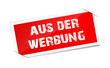 Schild - aus der Werbung