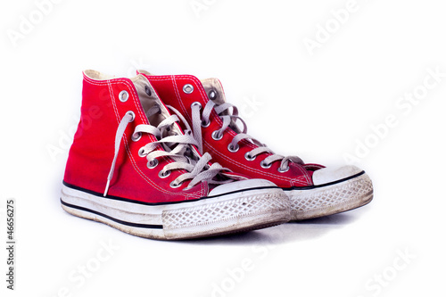 Photo: vintage red shoes isolated vintage red shoes isolated