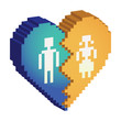 broken heart 3d pixels - illustration