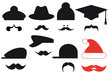 Mustache set with hats, vector
