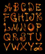 Illustration: Fire flame font on black background Fire flame font on black background