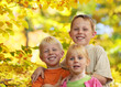 Kinderglück im leuchtenden Herbstwald