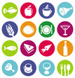 Vector set or restaurant icons and food