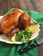 Roast chicken seasoned with herbs and lemon
