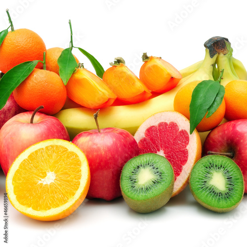 Photo: collection fruit isolated on white background collection fruit isolated on white background