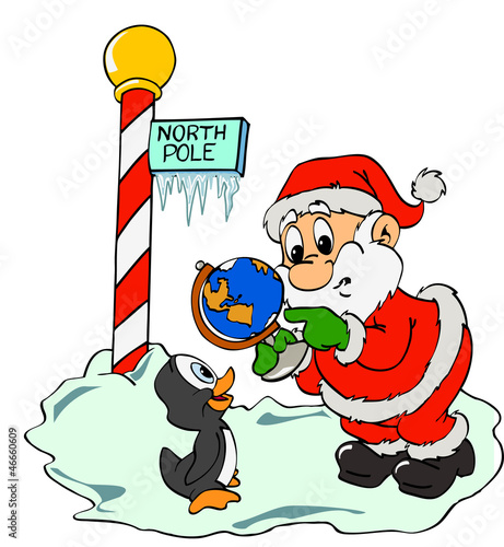 Illustration: Santa Claus & Lost Penguin Santa Claus & Lost Penguin
