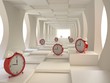 Illustration: Time Concept with Alarm Clocks in 3D Time Concept with Alarm Clocks in 3D