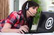 Woman using VOIP