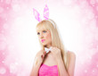 Beautiful blonde woman wearing in bunny ears