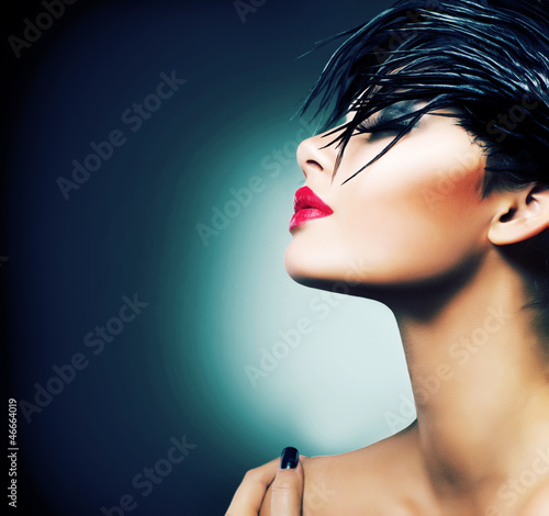 Photo: Fashion Art Portrait Of Beautiful Girl. Vogue Style Woman Fashion Art Portrait Of Beautiful Girl. Vogue Style Woman