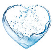 Valentine heart made of blue water splash isolated on white back