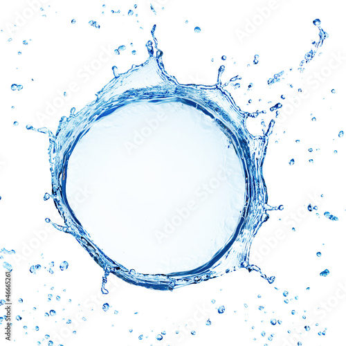 Photo: water splash with ripple from top view isolated on white water splash with ripple from top view isolated on white