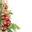  Christmas theme with red glass balls and free space for text