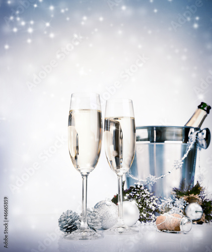 Photo: Celebration theme with champagne wine Celebration theme with champagne wine
