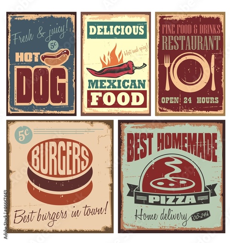 Vector: Vintage style tin signs and retro posters Vintage style tin signs and retro posters