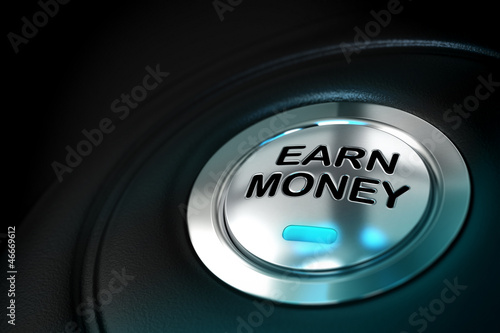 Illustration: earn money text written onto a metal button earn money text written onto a metal button