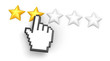 Two stars rating. Hand cursor.