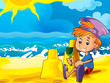 Cartoon play on the beach