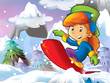 Cartoon kid doing freestyle slide