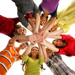A group of young and happy teenagers hanging out together