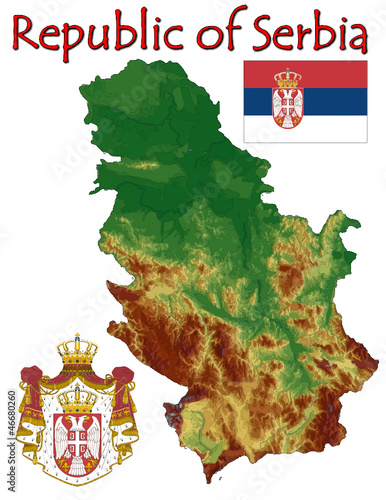 Vector: Serbia Europe national emblem map symbol motto Serbia Europe national emblem map symbol motto