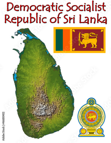 Vector: Sri Lanka Asia national emblem map symbol motto Sri Lanka Asia national emblem map symbol motto