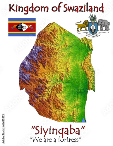 Vector: Swaziland Africa national emblem map symbol motto Swaziland Africa national emblem map symbol motto
