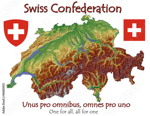 Vector: Switzerland Europe national emblem map symbol motto Switzerland Europe national emblem map symbol motto