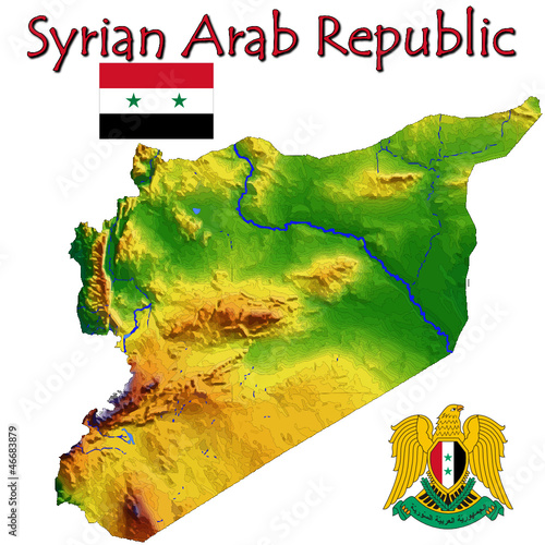 Vector: Syria Asia national emblem map symbol motto Syria Asia national emblem map symbol motto