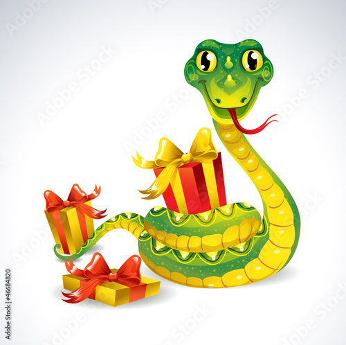 Vector: Snake with gifts. Snake with gifts.