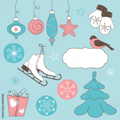 Vector: Winter holidays doodles: Christmas and New Year Winter holidays doodles: Christmas and New Year