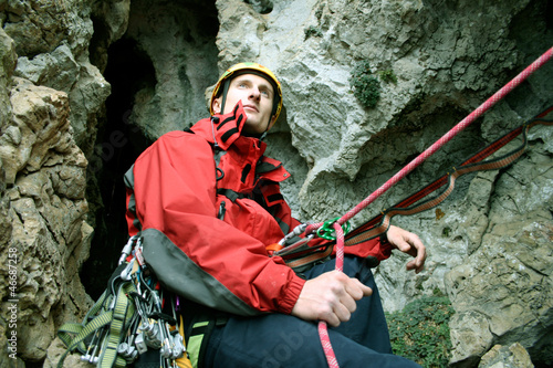 Photo: Climber on the route. Climber on the route.
