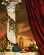 Still Life with curtain and column