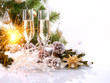 New Year Card Design with Champagne. Christmas Celebration
