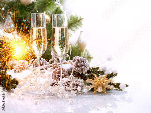 Photo: New Year Card Design with Champagne. Christmas Celebration New Year Card Design with Champagne. Christmas Celebration