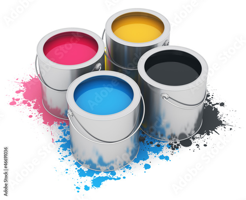 Illustration: Cans with CMYK paint Cans with CMYK paint