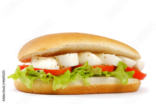 Photo: Sandwich with mozzarella tomato and salad Sandwich with mozzarella tomato and salad