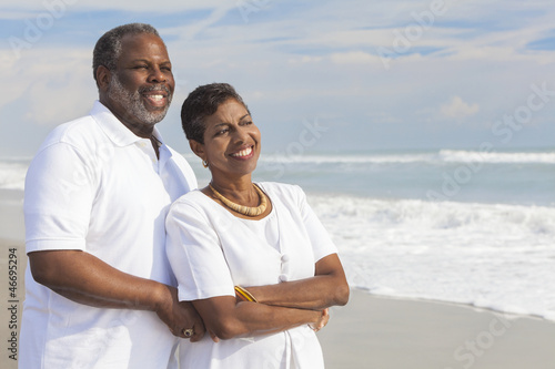 Photo: Happy Senior African American Couple on Beach Happy Senior African American Couple on Beach