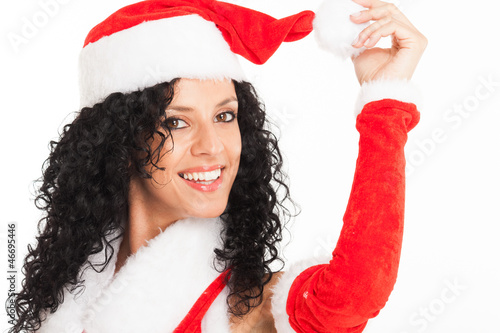 Photo: Christmas girl playing with her hat Christmas girl playing with her hat