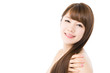 Beautiful hair woman on white background. Portrait of asian.