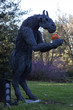 minotaur wire statue holding pumpkin in public park