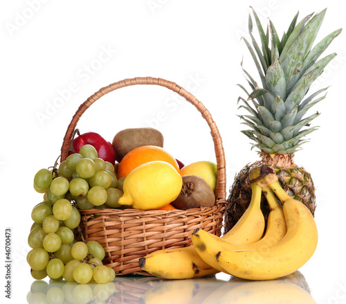 Photo: Composition with fruits isolated on white Composition with fruits isolated on white