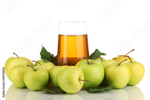 Photo: Useful apple juice with apples around isolated on white Useful apple juice with apples around isolated on white