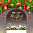 Christmas decoration with baubles and winter village