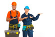 Happy workers making presentation